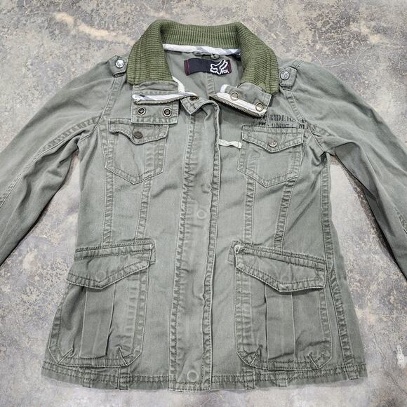 Fox Jackets & Blazers - Fox Riders Company Womens Jacket Coat Army Green Olive Military Sz XS Logo